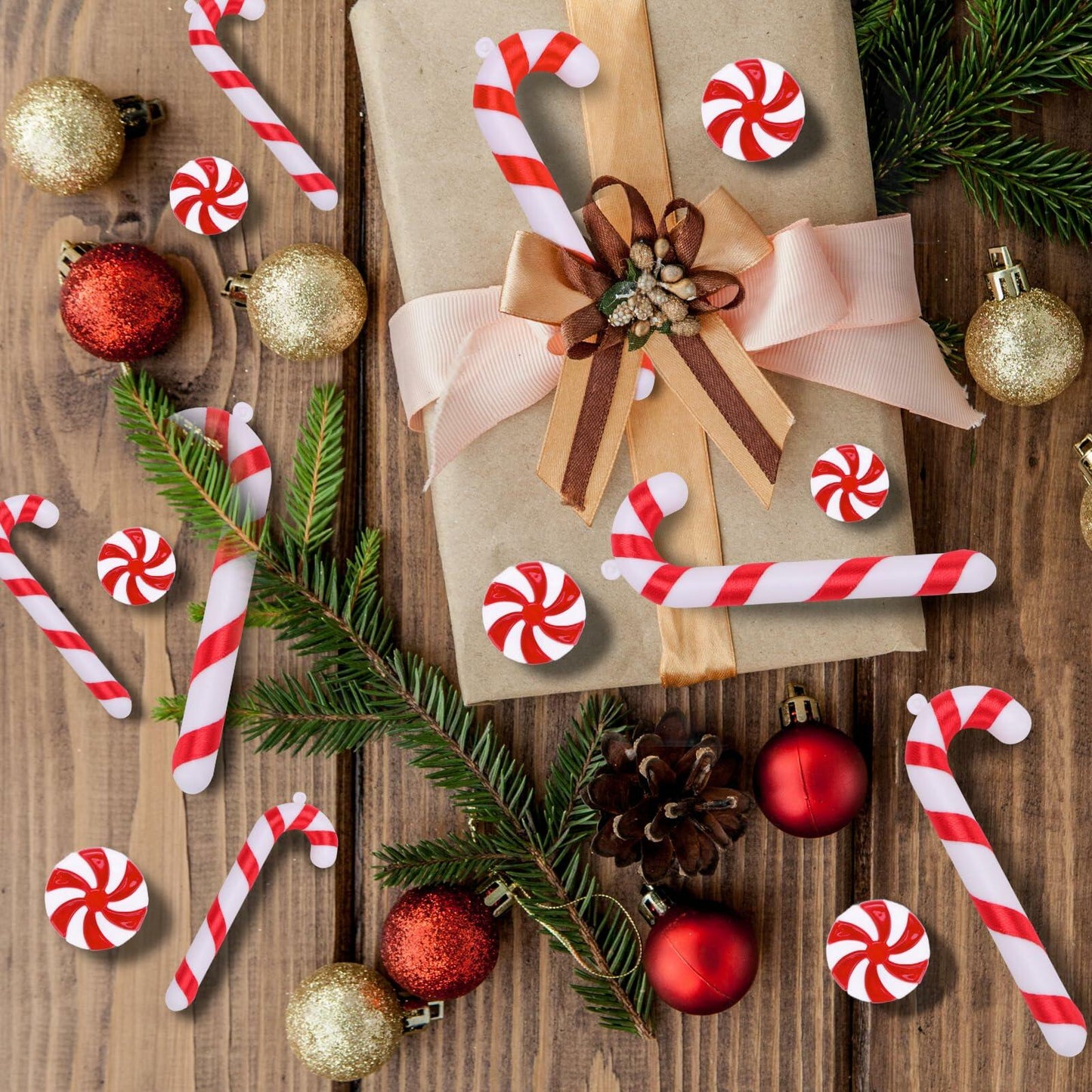 40 Pack Candy Cane Christmas Ornaments Plastic Peppermint Tree Decorations