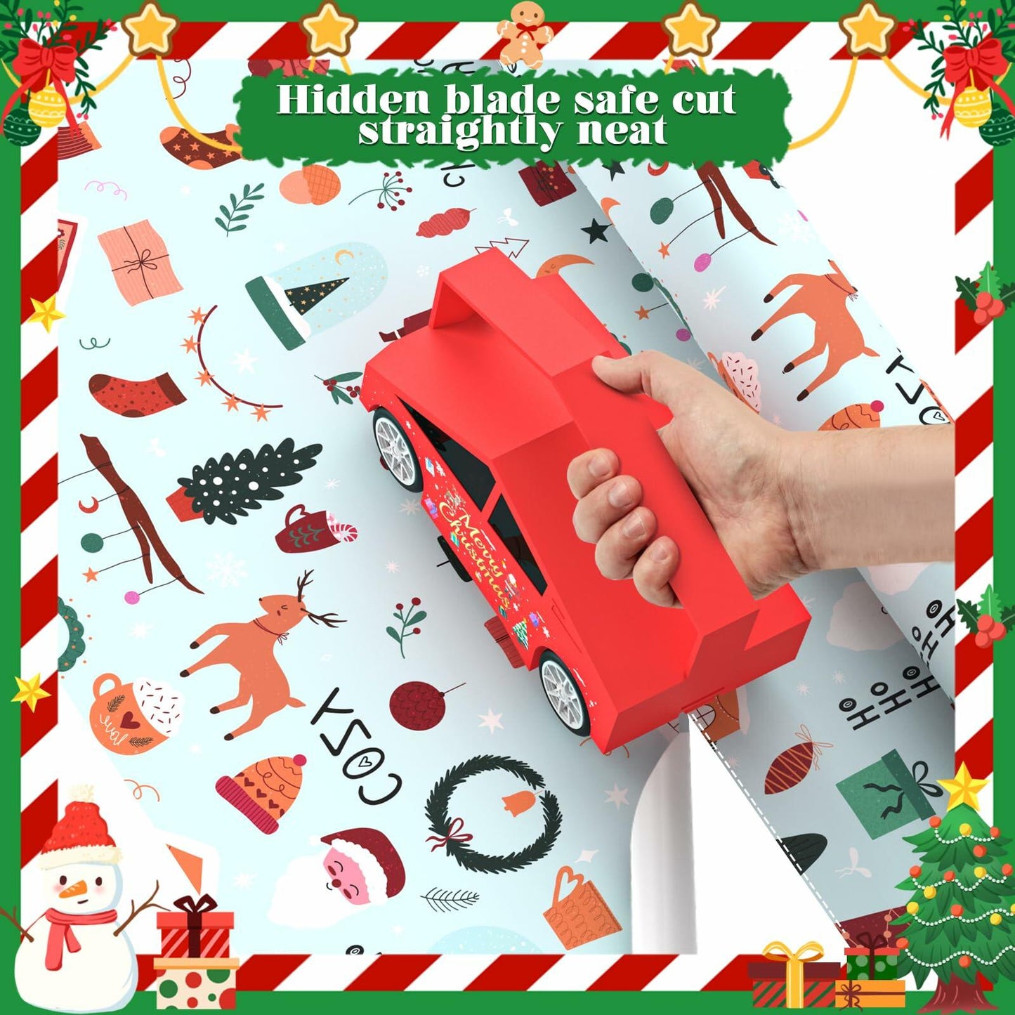 Gift Wrapping Paper Cutter Sliding with 5 Replaceable Blades Holiday Tool