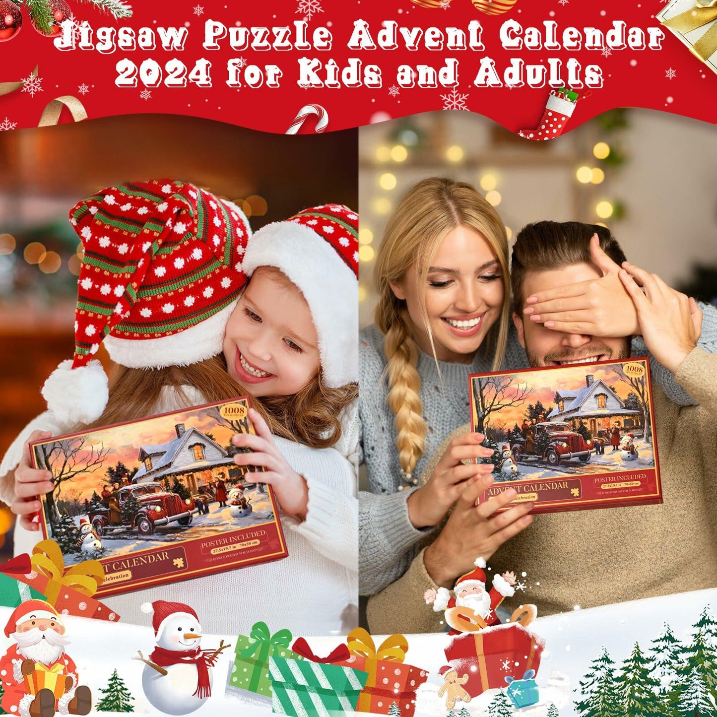 Homlouue Jigsaw Puzzle Advent Calendar 2024 1008pcs 27.56x19.68in