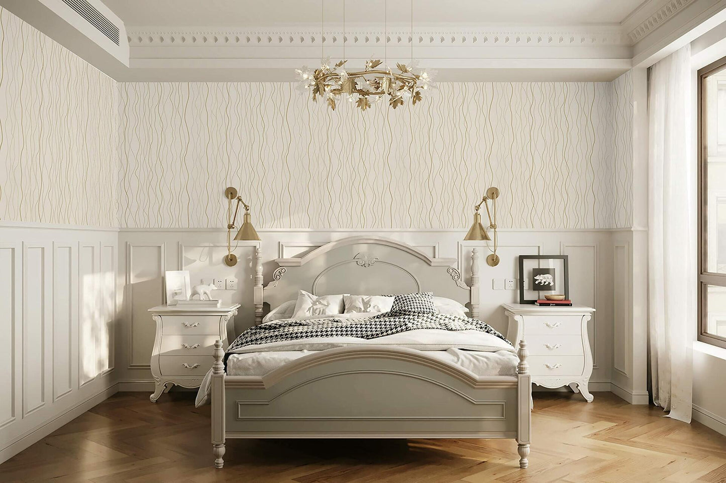 Dimoon Grasscloth Peel Stick Wallpaper 78.7x17.3in Blue Golden Linen Texture