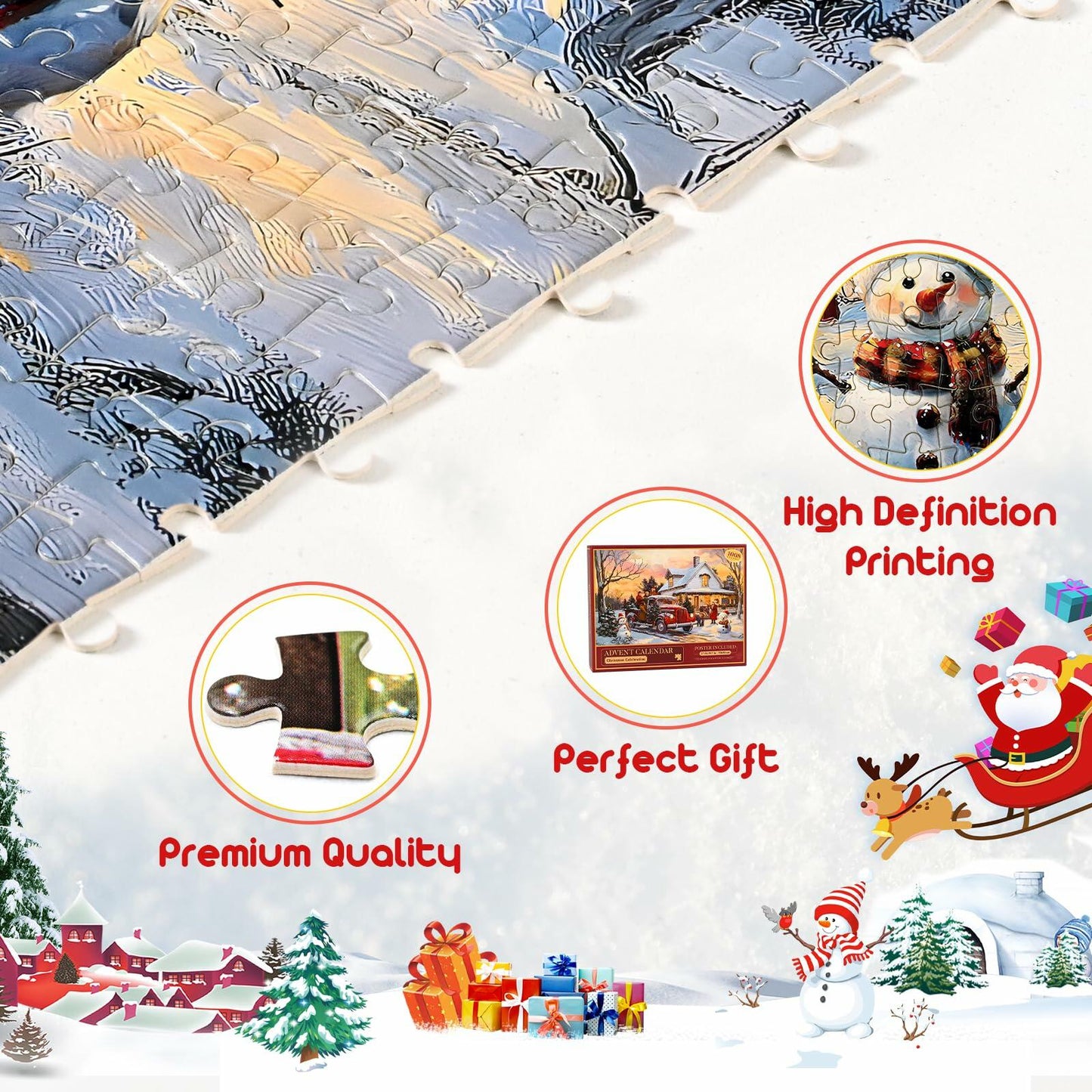 Homlouue Jigsaw Puzzle Advent Calendar 2024 1008pcs 27.56x19.68in