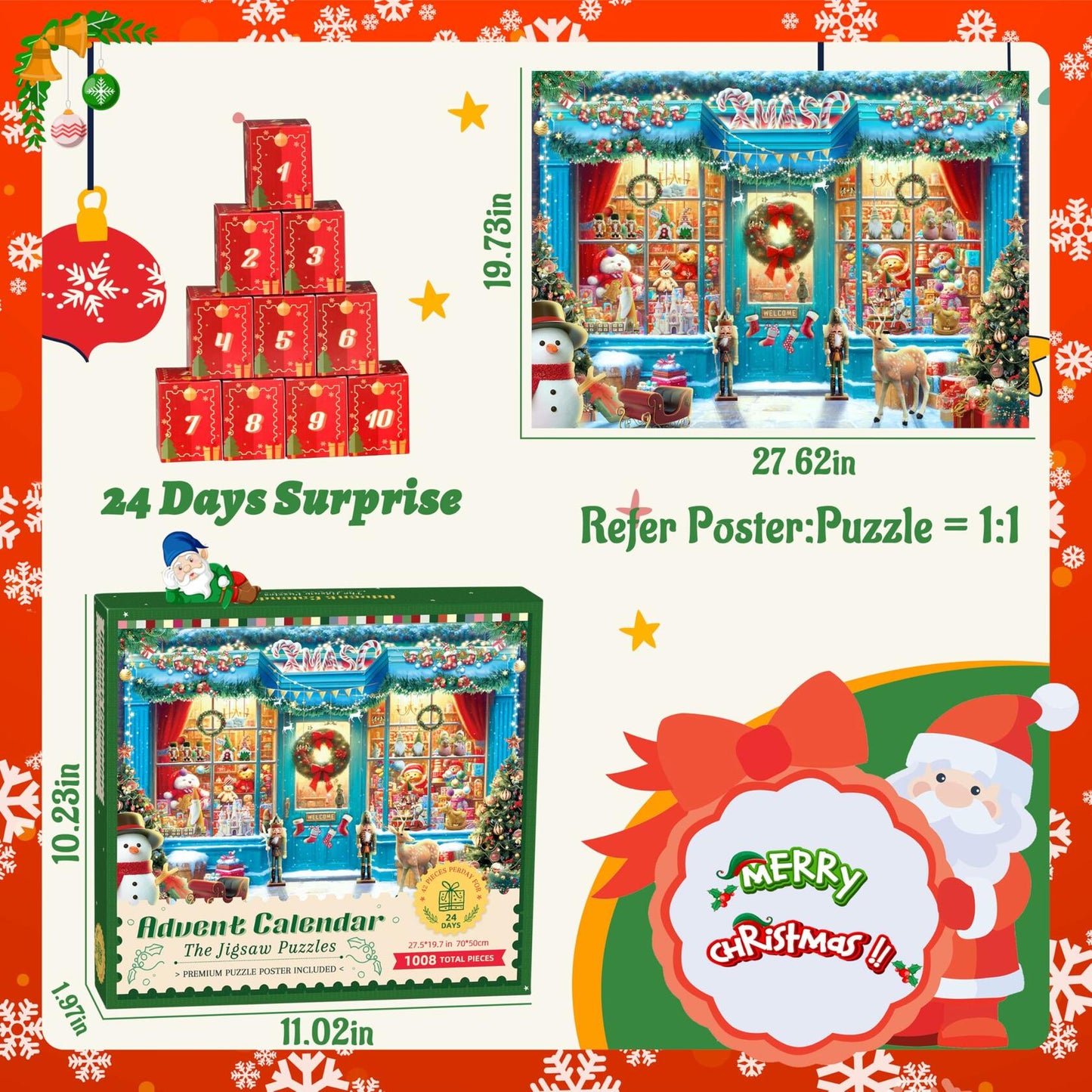 XMAS SHOP Advent Calendar Puzzle 1008 Pieces 24 Parts Christmas 2025