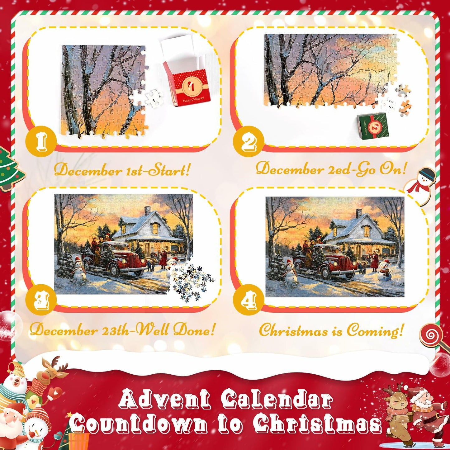 Homlouue Jigsaw Puzzle Advent Calendar 2024 1008pcs 27.56x19.68in