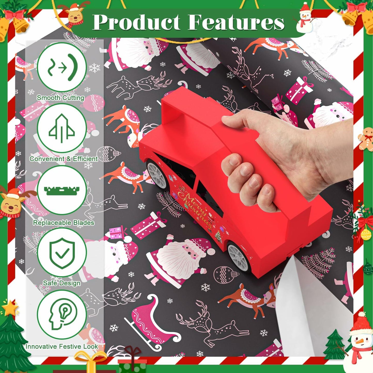 Gift Wrapping Paper Cutter Sliding with 5 Replaceable Blades Holiday Tool