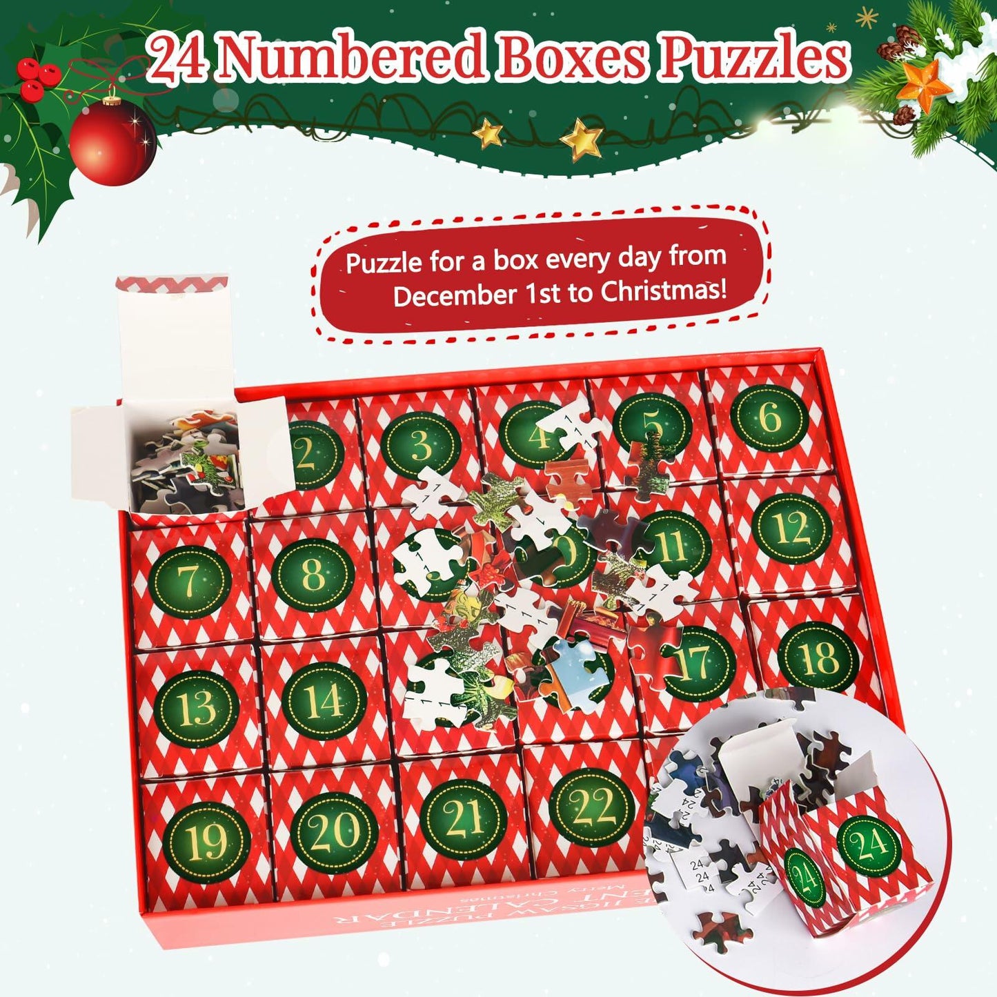 Advent Calendar 2024 Jigsaw Puzzles 24 Boxes 1000 Pieces Christmas 27.6x19.7