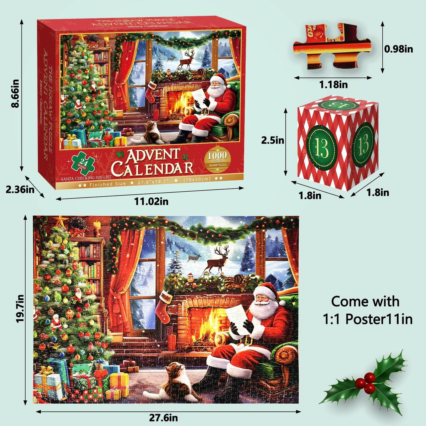 Advent Calendar 2024 Jigsaw Puzzles 24 Boxes 1000 Pieces Christmas 27.6x19.7