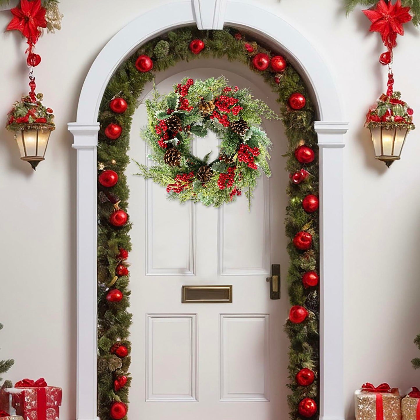 Botanic Dream Christmas Wreath 20in Pine Cones Red Berries Evergreen
