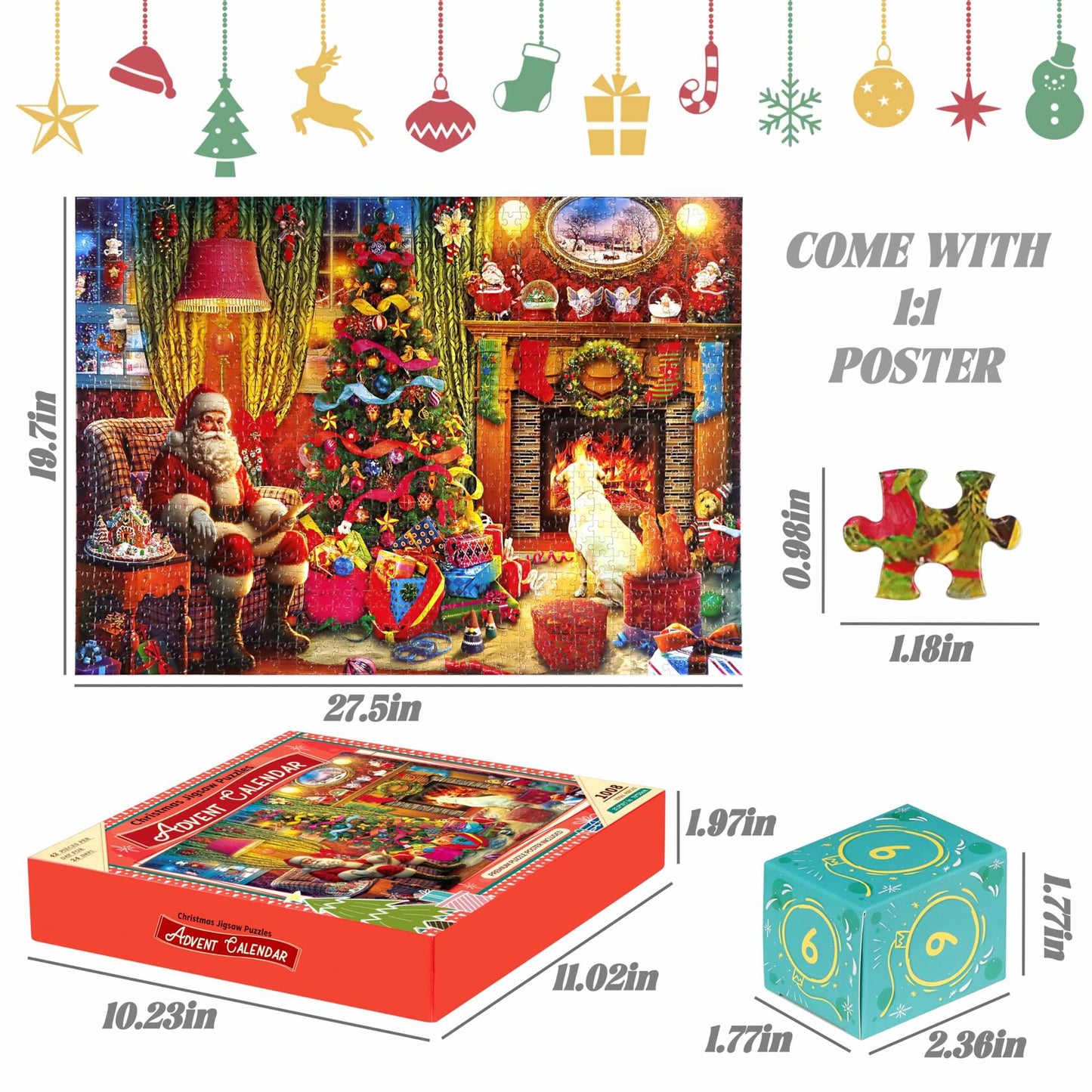 Wowok 2025 Advent Calendar Jigsaw Puzzle 1008 Pieces 24 Parts Christmas