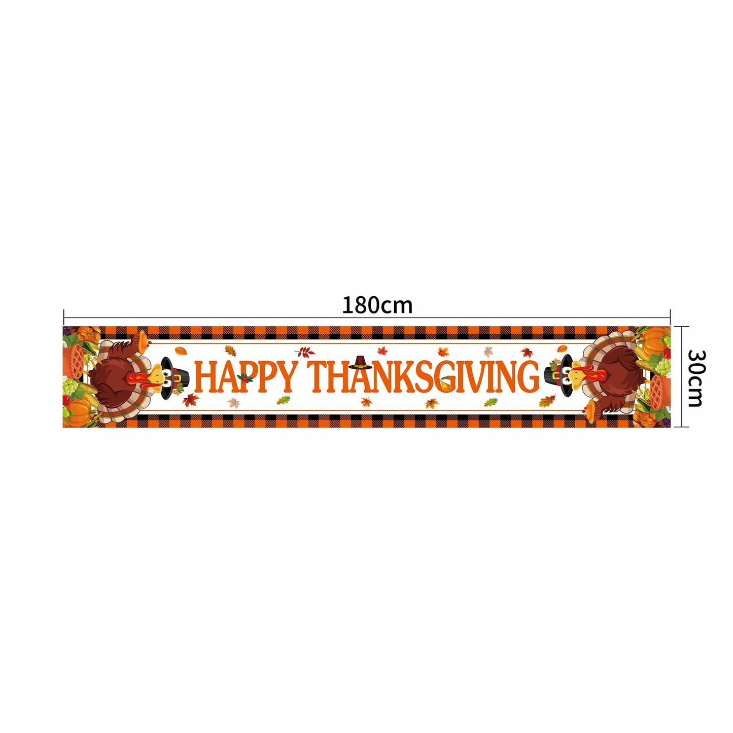 Happy Thanksgiving Table Runner Autumn Pumpkin Maple Leaf Turkey Decor 13x72