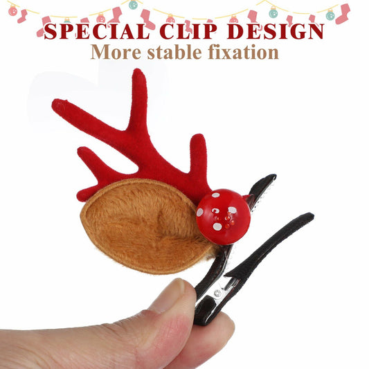 Beaupretty Christmas Deer Antler Hair Clips 4 Pairs Holiday Barrettes