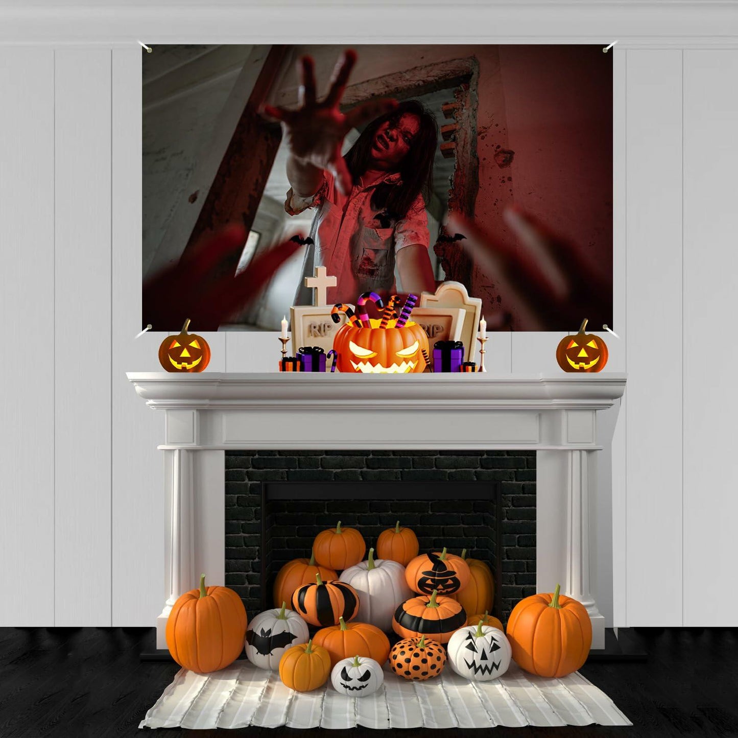 Halloween Photo Backdrop Banner Party Decoration 43x71 Inch Baby Shower Birthday