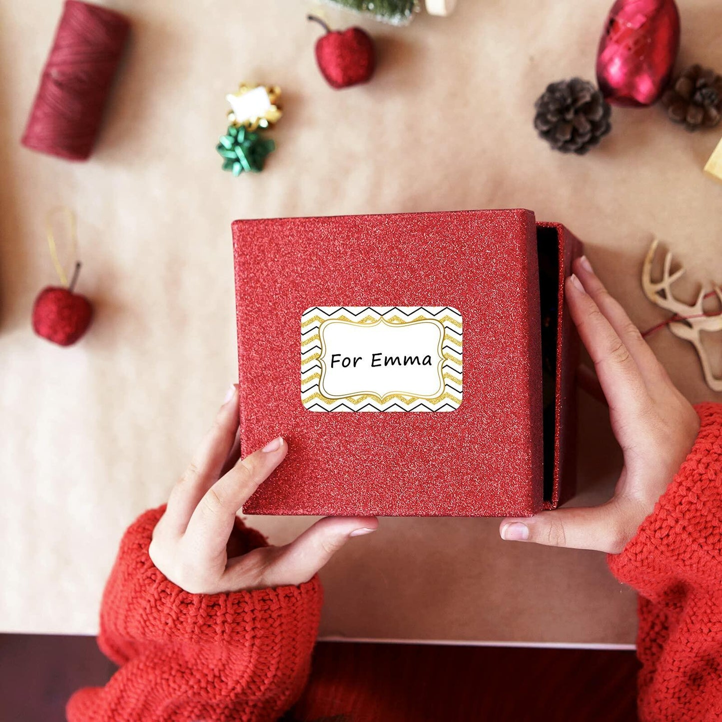 200pcs Name Tag Stickers Party Labels Personalized 3.2x2.1in Gold Border