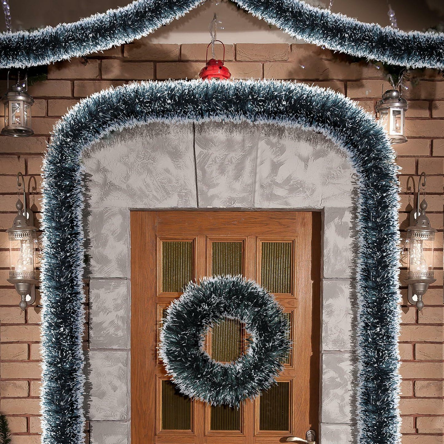 Geosar 80 Ft Green Metallic Christmas Tinsel Garland Foil Decoration