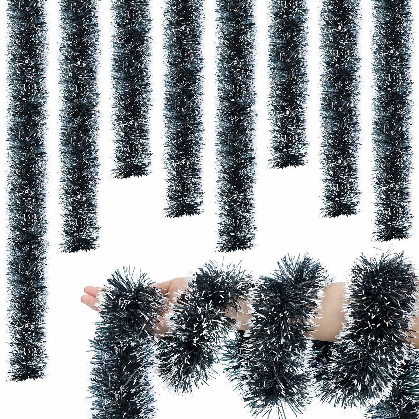 Geosar 80 Ft Green Metallic Christmas Tinsel Garland Foil Decoration