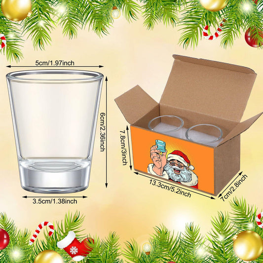 Roshtia Christmas Whiskey Gift Set 2 Clear Shot Glasses 1.5 oz