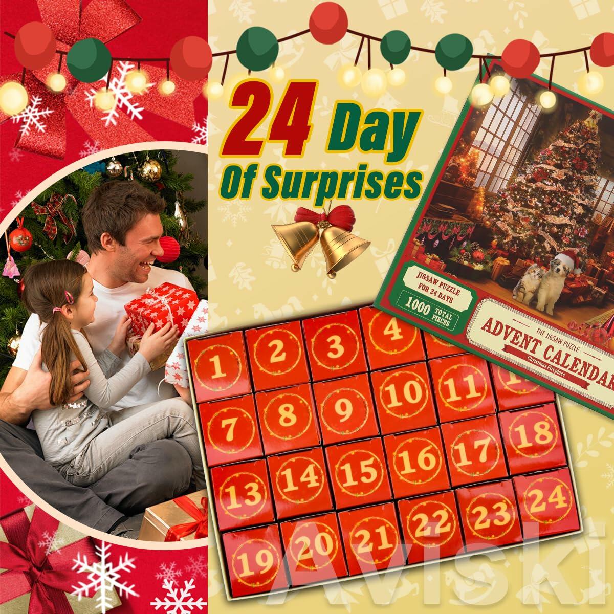 Christmas Advent Calendar 2025 Jigsaw Puzzle 1000pcs 27.6x19.7in Fireplace