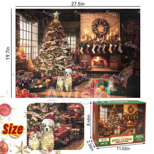 Christmas Advent Calendar 2025 Jigsaw Puzzle 1000pcs 27.6x19.7in Fireplace