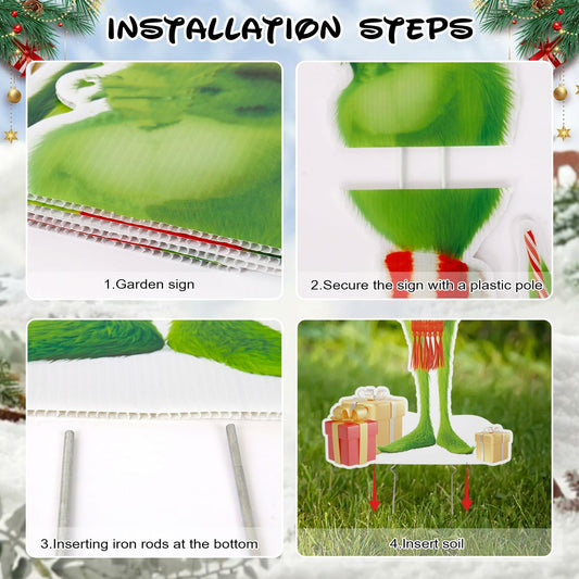 47in Christmas Yard Sign Outdoor Decoration with 2 Fairy String Lights Style 10