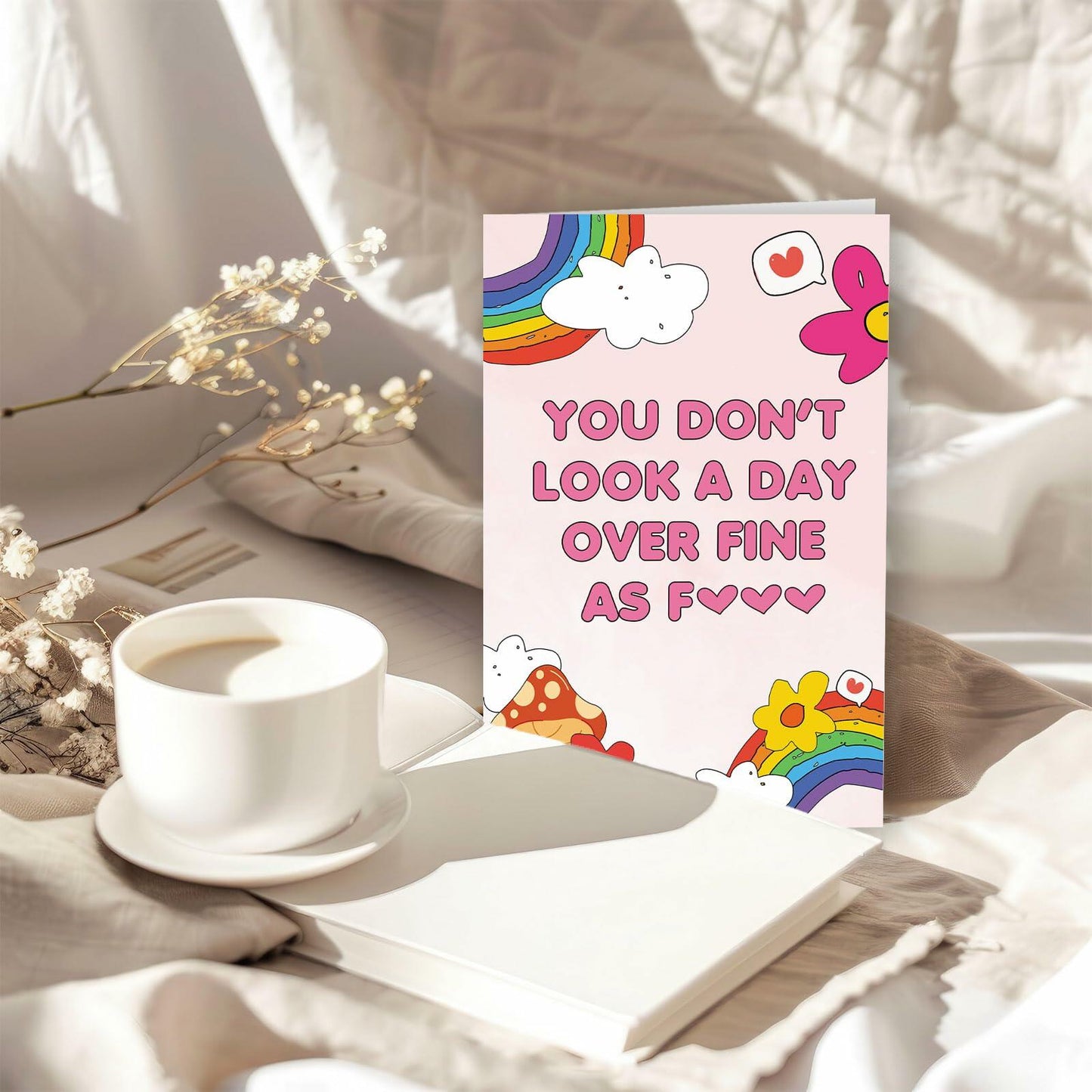 ICOOLYI Funny Birthday Card for Her Humorous Rainbow Unique Playful