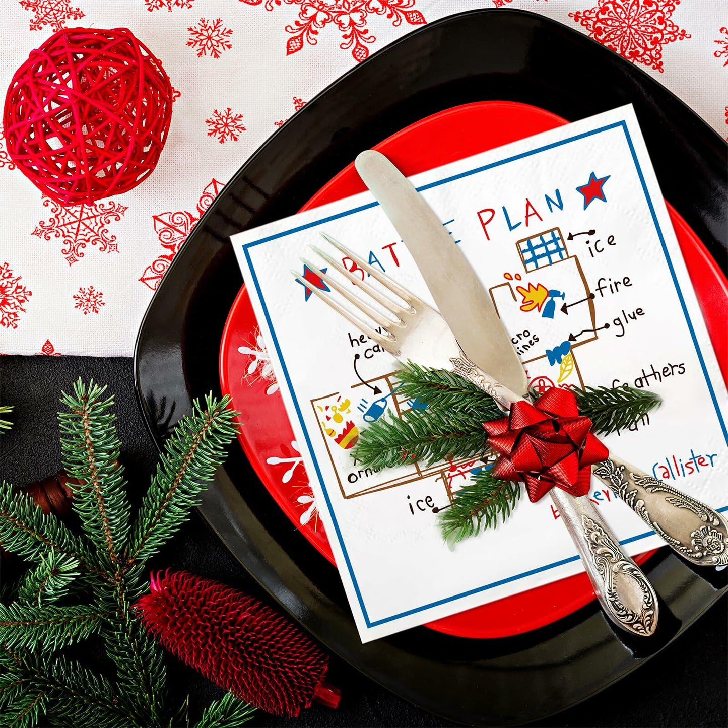 Christmas Cocktail Napkins 3-Ply 5x5 inch 50 Pack