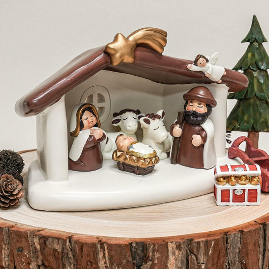 WANCHIY Nativity Set 13 Pieces Indoor Christmas Decoration Cute Manger