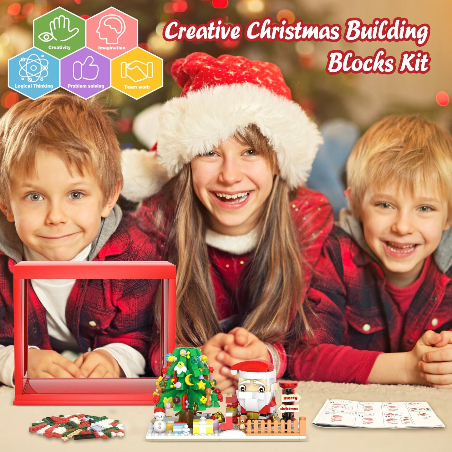 Bestbase Santa Claus Christmas Tree Building Blocks Kit 512pc LED Light