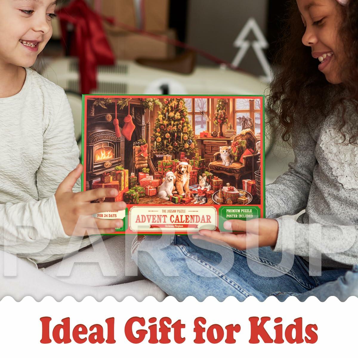 Christmas Advent Calendar 2025 Fireplace Jigsaw Puzzle 1000pc 27.6x19.7in