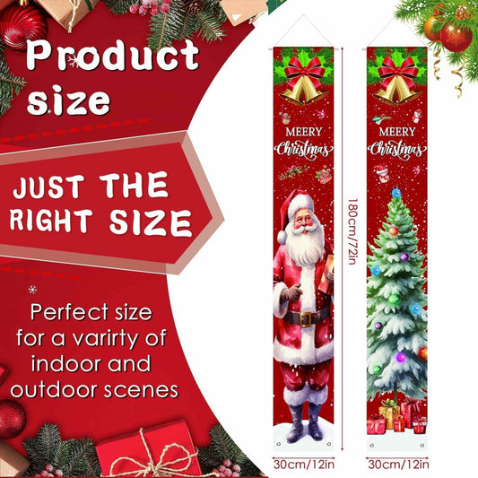 Vintage Christmas Santa Door Cover Banner 71x12in Indoor Outdoor