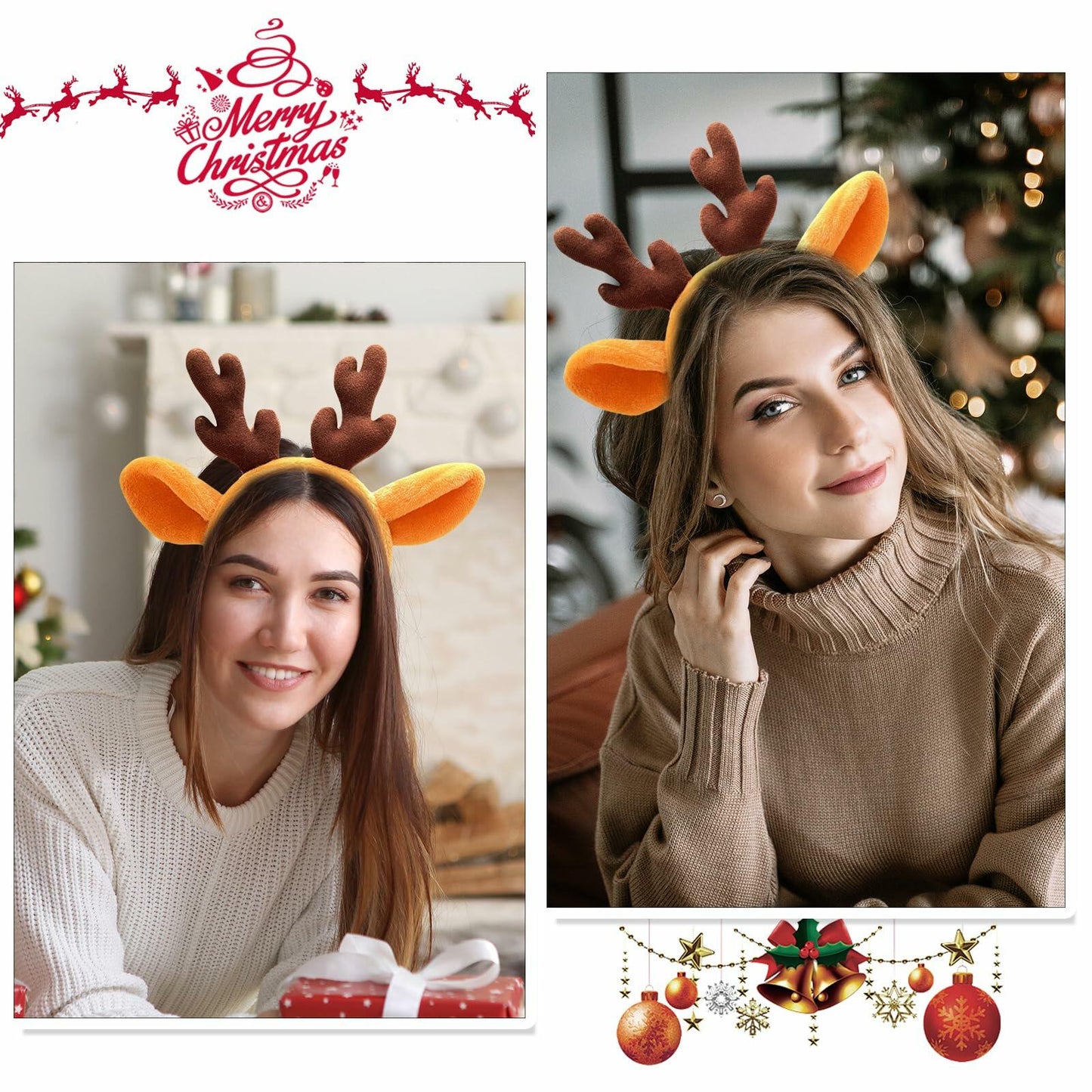 ZEYER Christmas Reindeer Antlers Headband Animal Ears 1PCS Women