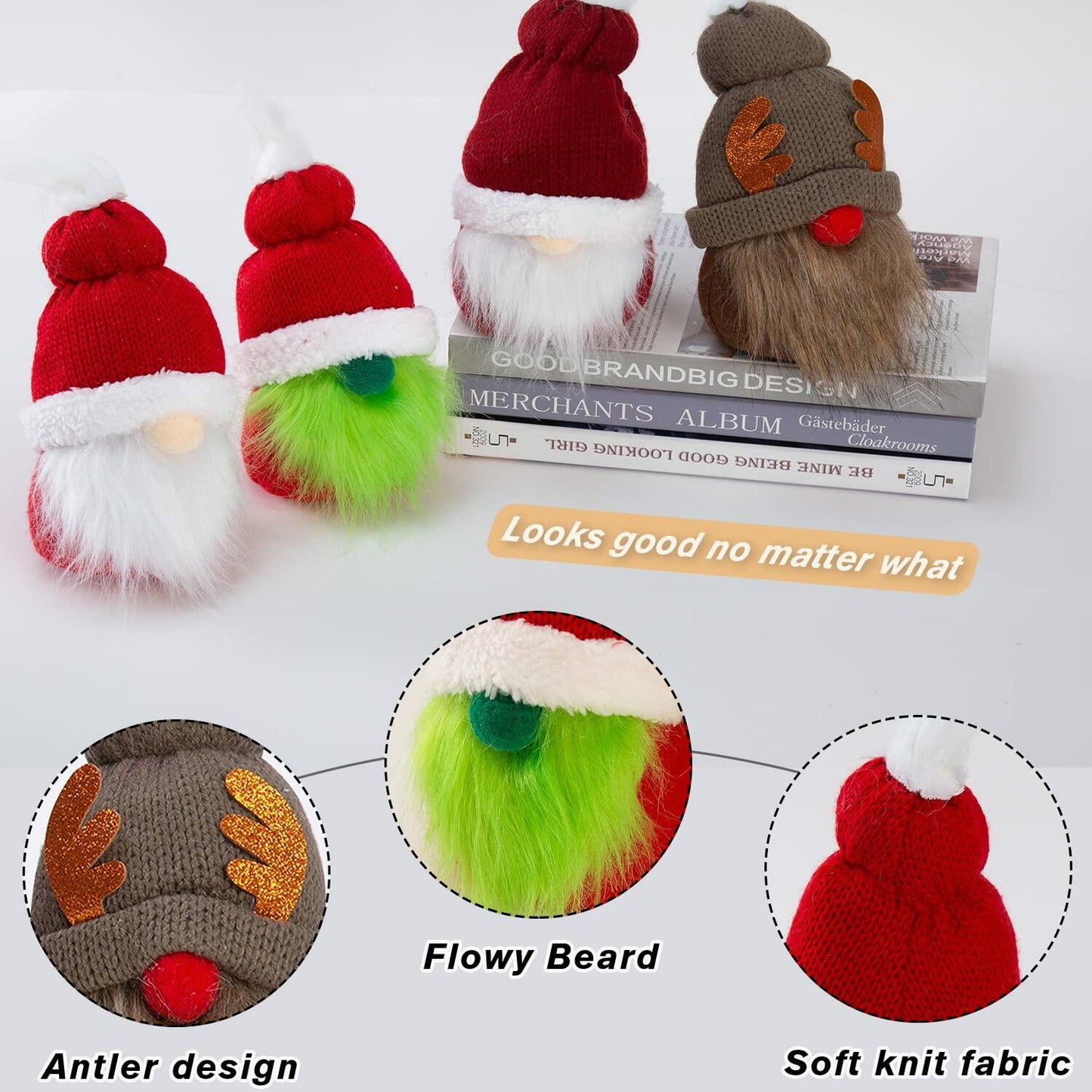 BWFY Rudolph Doll Christmas Decoration Indoor 4pcs Holiday Gift Set
