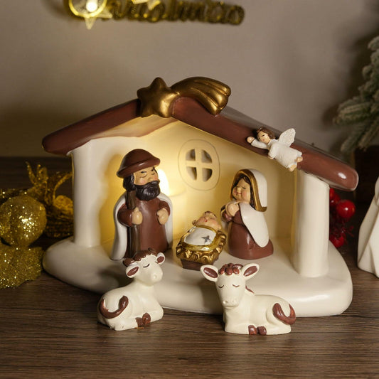 WANCHIY Nativity Set 13 Pieces Indoor Christmas Decoration Cute Manger