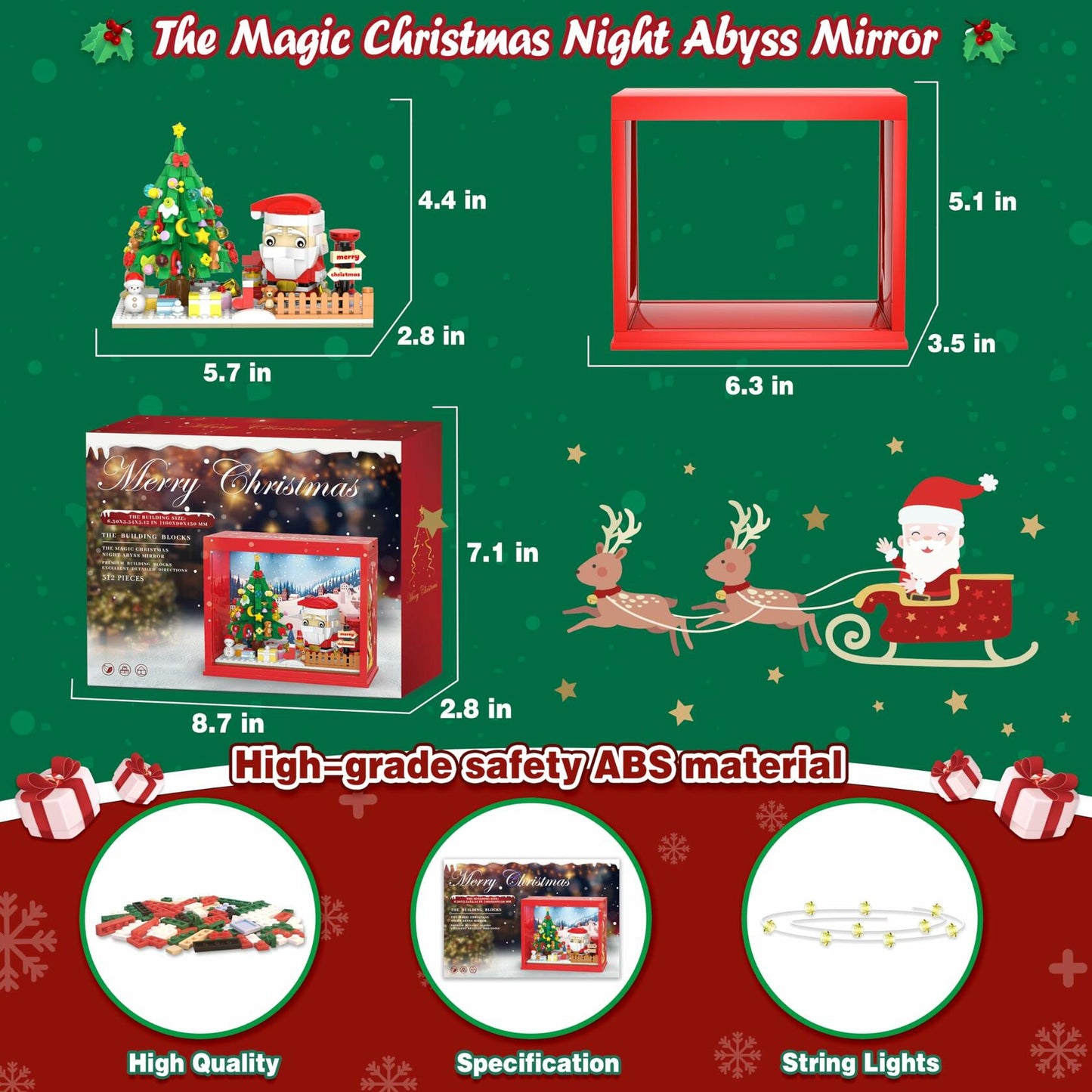 Bestbase Santa Claus Christmas Tree Building Blocks Kit 512pc LED Light