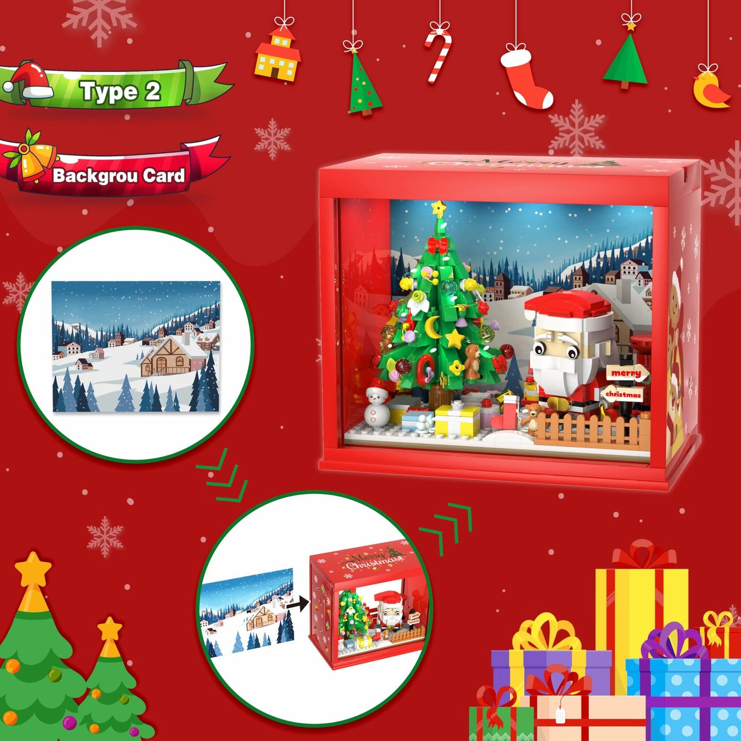 Bestbase Santa Claus Christmas Tree Building Blocks Kit 512pc LED Light