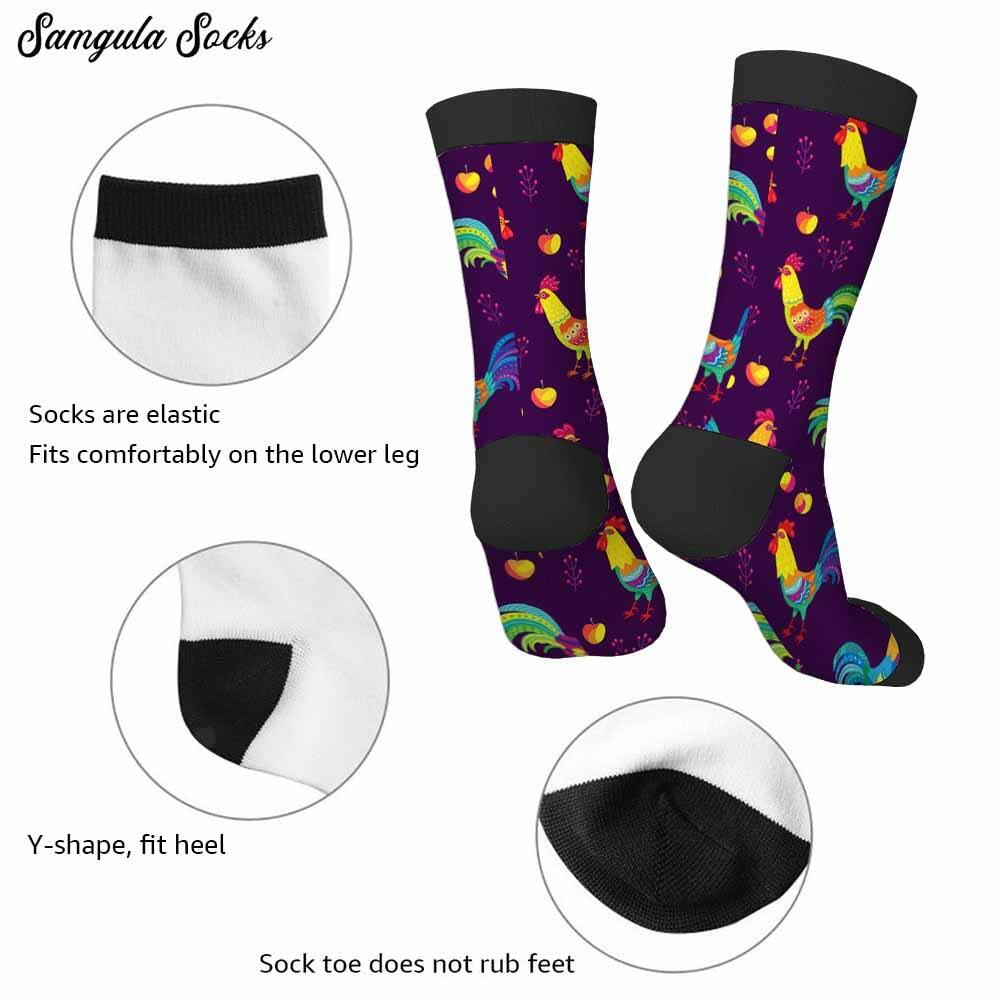 Samgula Multicolor Rooster Crew Socks Purple Rural Berry Colorful Size 6-8