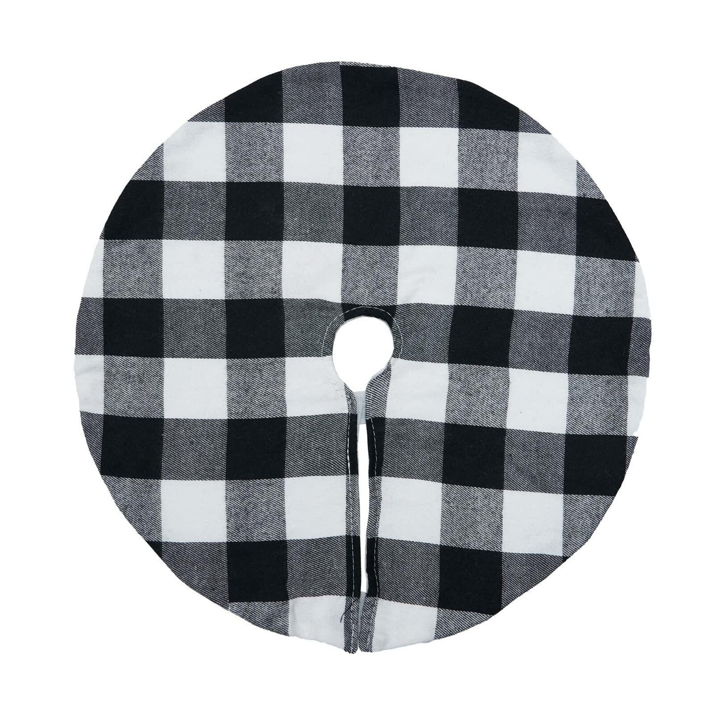 4 Pack Christmas Tree Skirt 15" Black White Buffalo Plaid Holiday Decor