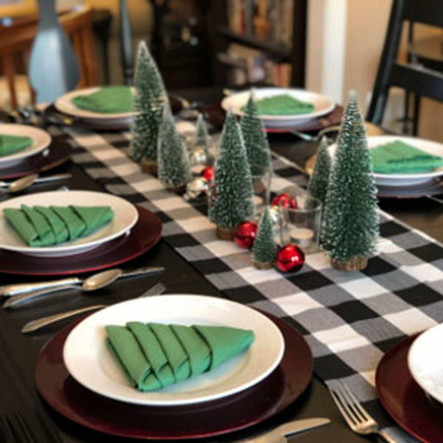 Bottle Brush Mini Christmas Trees Green 4pcs Pine Desktop Craft Decor