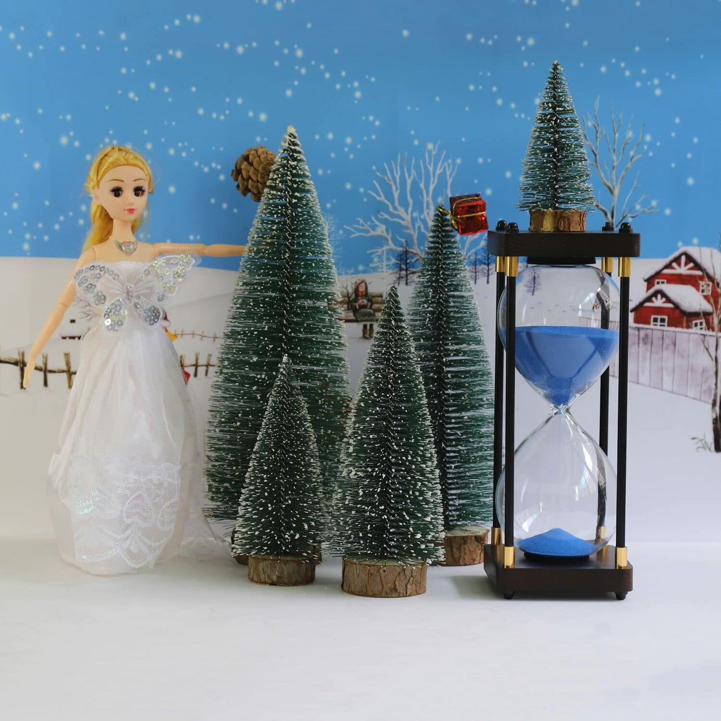 Bottle Brush Mini Christmas Trees Green 4pcs Pine Desktop Craft Decor