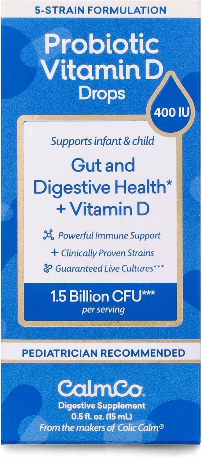 CalmCo Probiotic Vitamin D Drops Infant Child Gut Health Unflavored 15ml 1pc