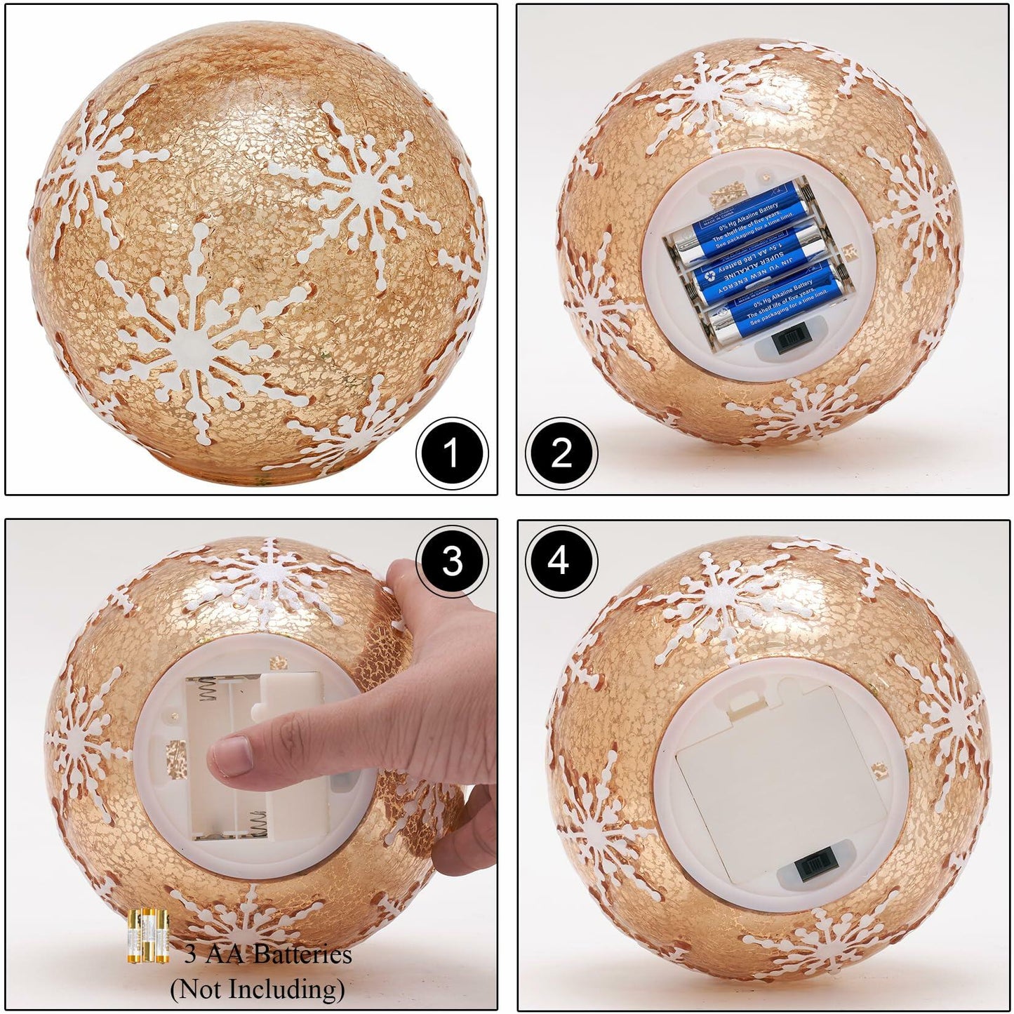 Diahom Christmas Table Decorations 6in Champagne Gold Snowflake Ball