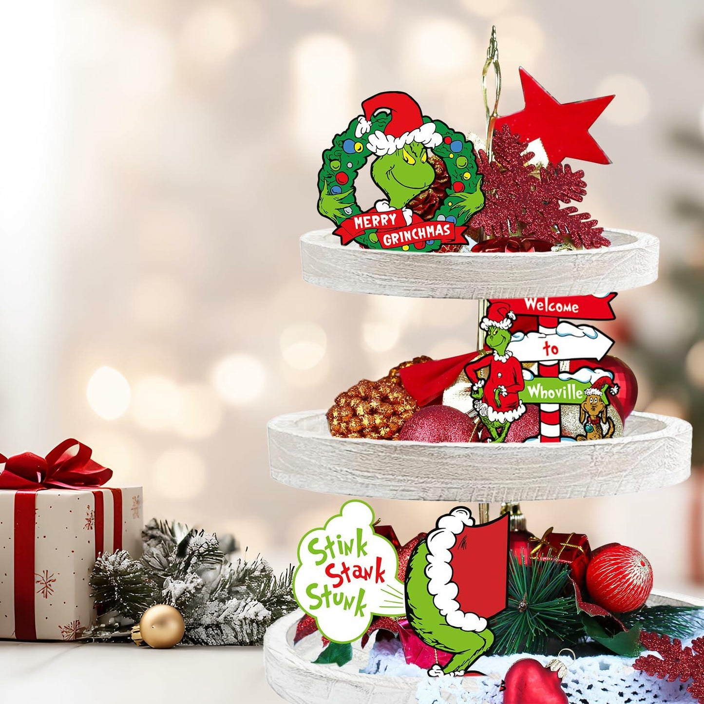 Whoville Merry Christmas Wood Sign Funny Tiered Tray Farmhouse Decor