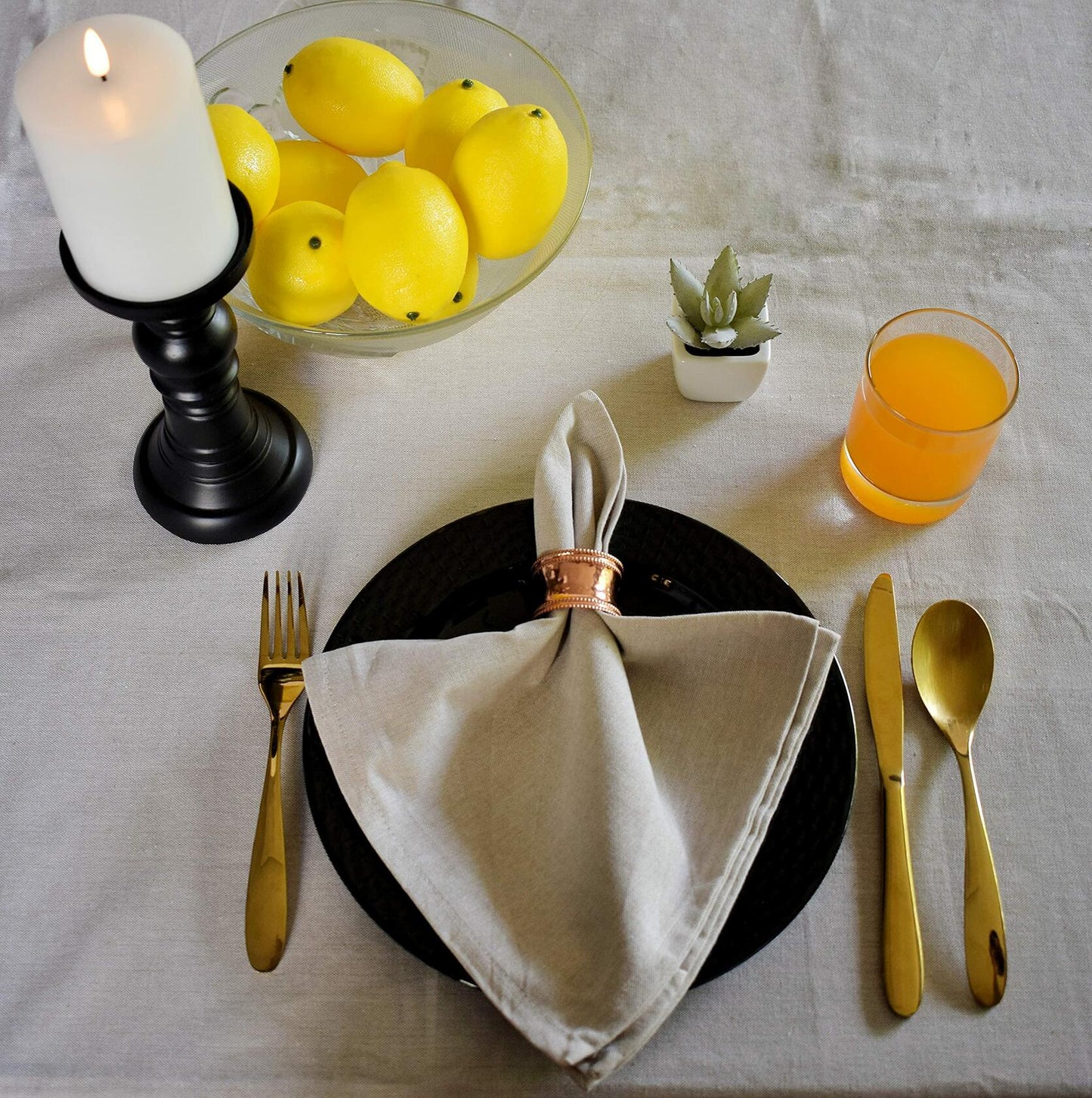 Yourtablecloth Chambray Cloth Napkins Set of 6 Natural 20x20