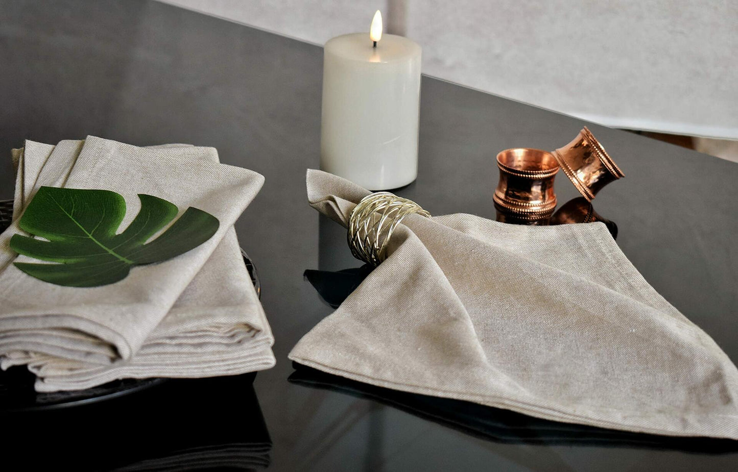 Yourtablecloth Chambray Cloth Napkins Set of 6 Natural 20x20