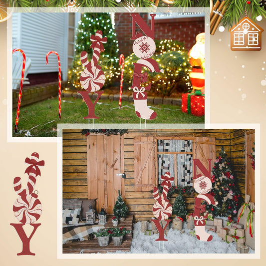 Memorywuu Christmas Noel & Joy Yard Signs 2 Pcs with Stakes Outdoor Decor