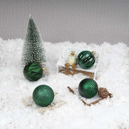 Emopeak 12Pcs Shatterproof Christmas Tree Ornaments 3.15in Dark Green