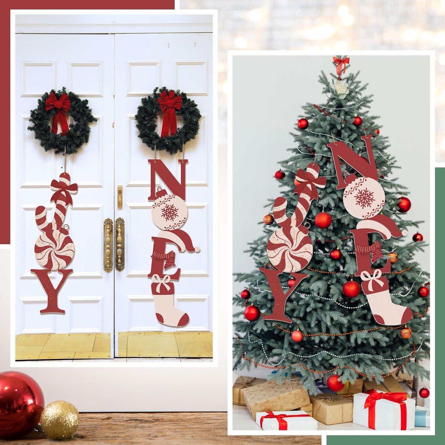 Memorywuu Christmas Noel & Joy Yard Signs 2 Pcs with Stakes Outdoor Decor
