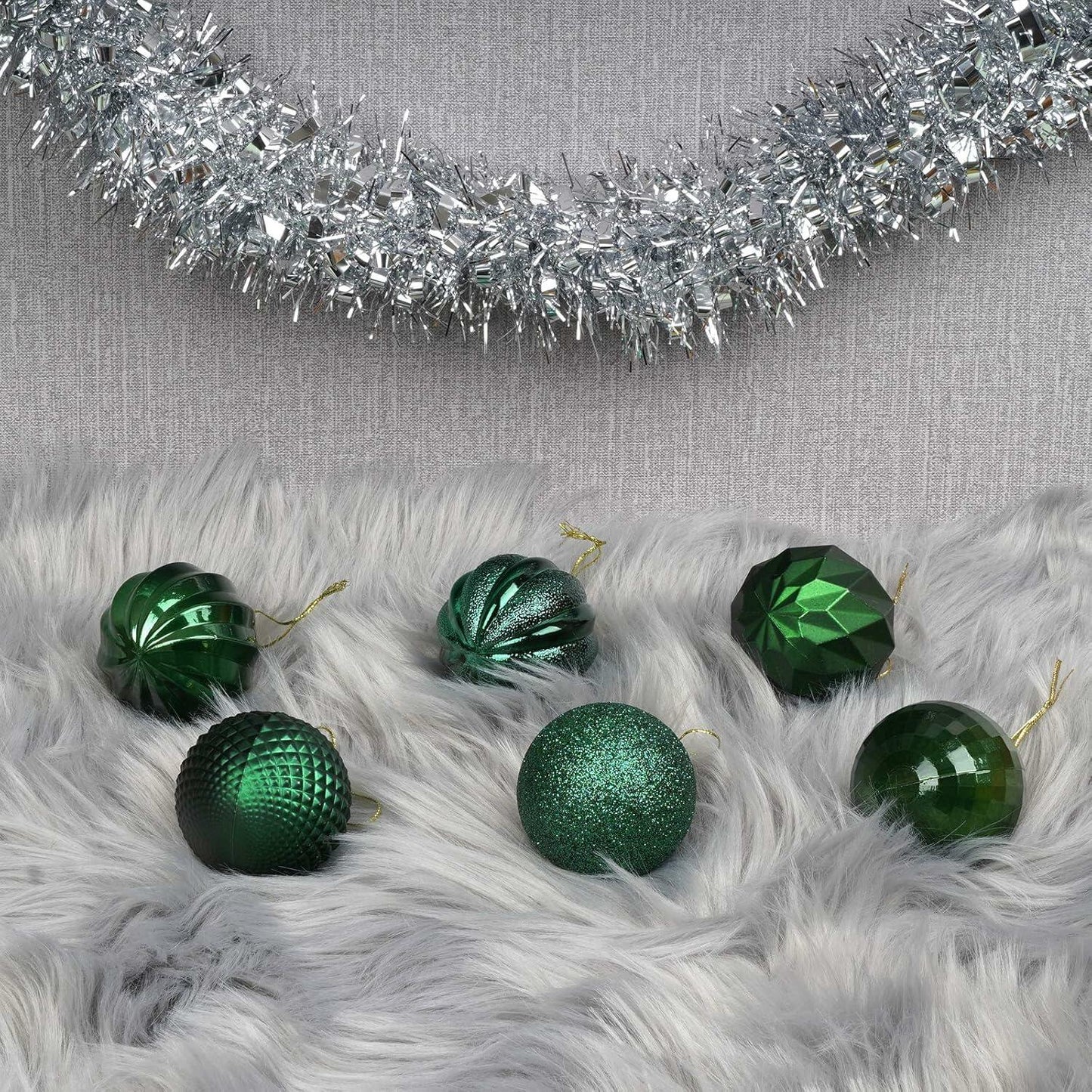 Emopeak 12Pcs Shatterproof Christmas Tree Ornaments 3.15in Dark Green