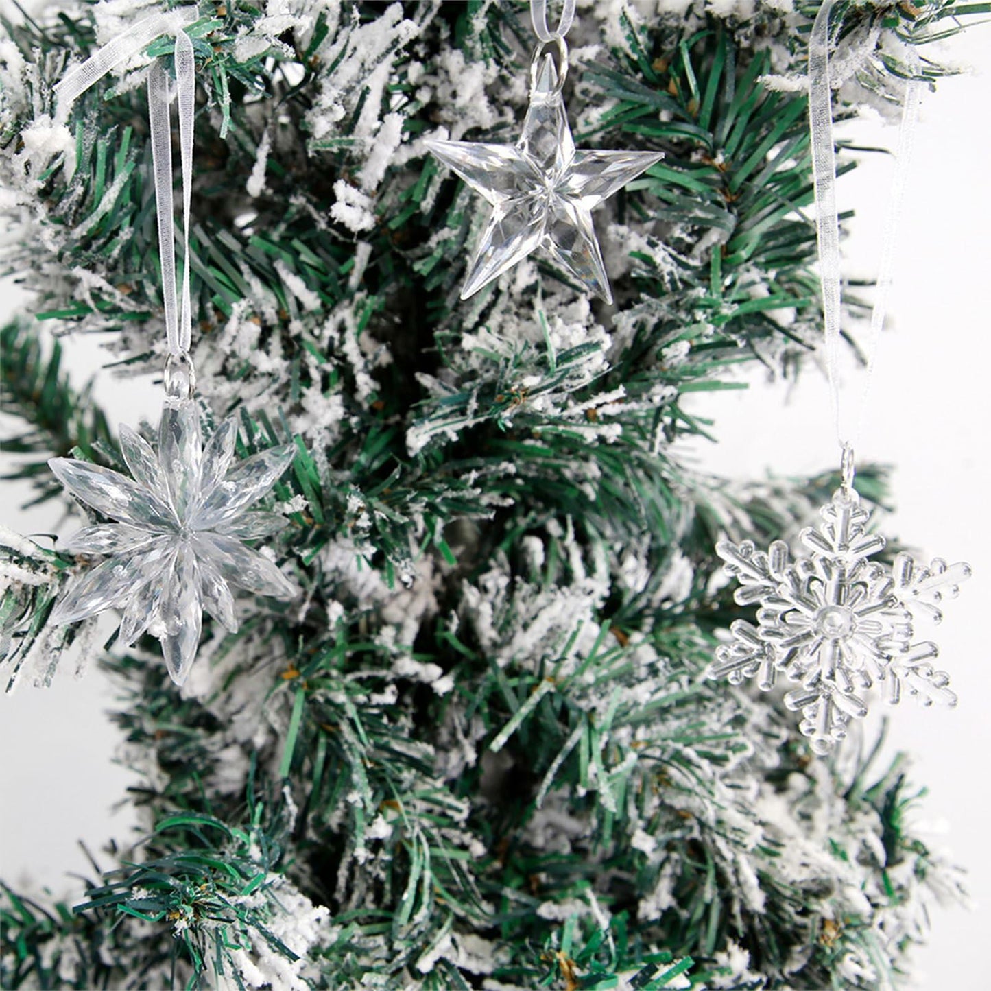 Ceoyiler 18 Pc 3D White Snowflake Christmas Tree Ornaments Hanging Decor