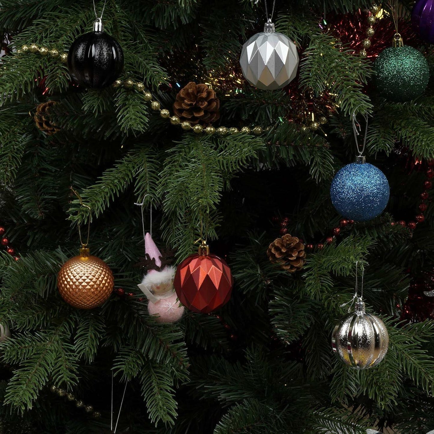 Emopeak 12Pcs Shatterproof Christmas Tree Ornaments 3.15in Dark Green