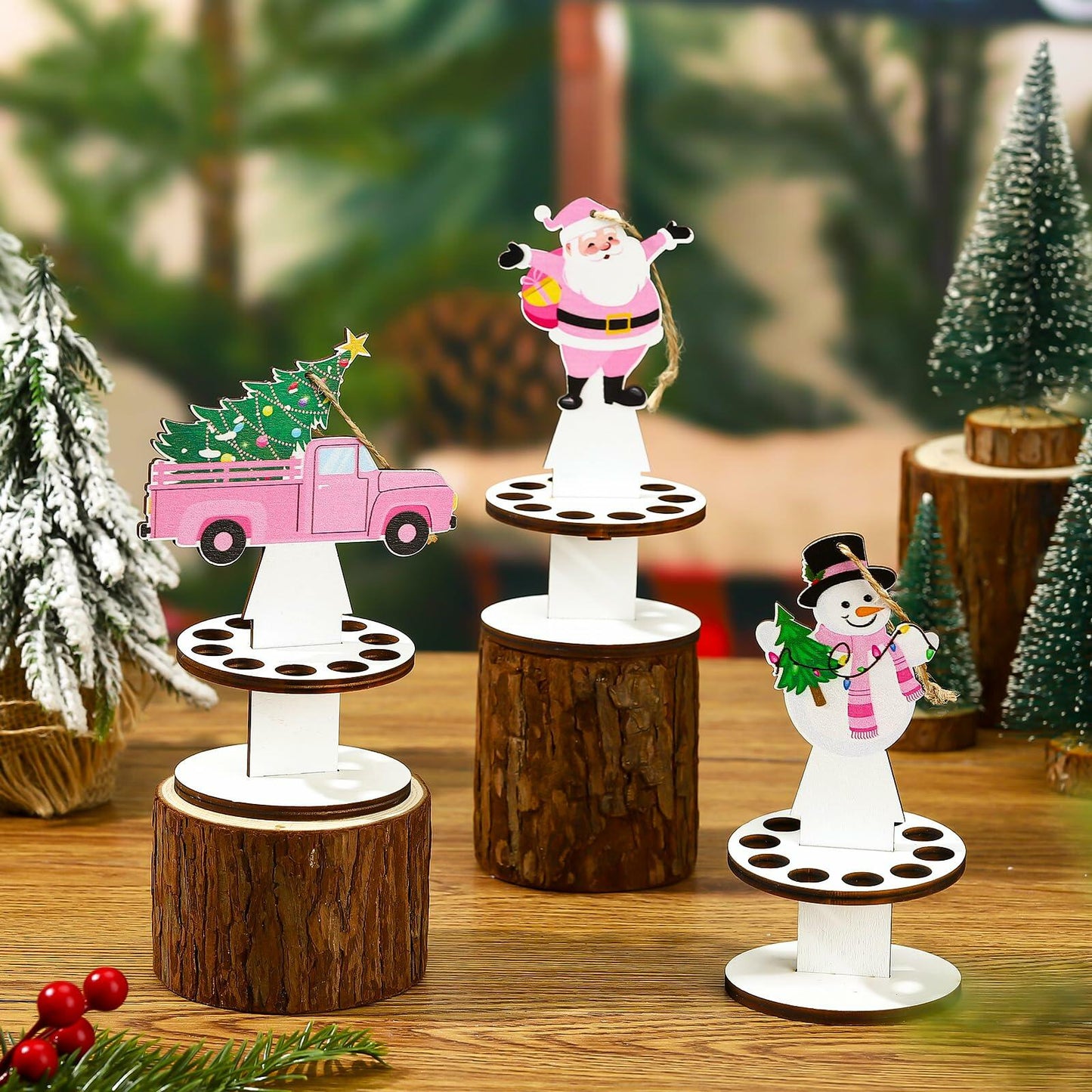 Weysat 3 Pcs Christmas Money Holder Ornaments Wooden Black Cat Xmas Decor