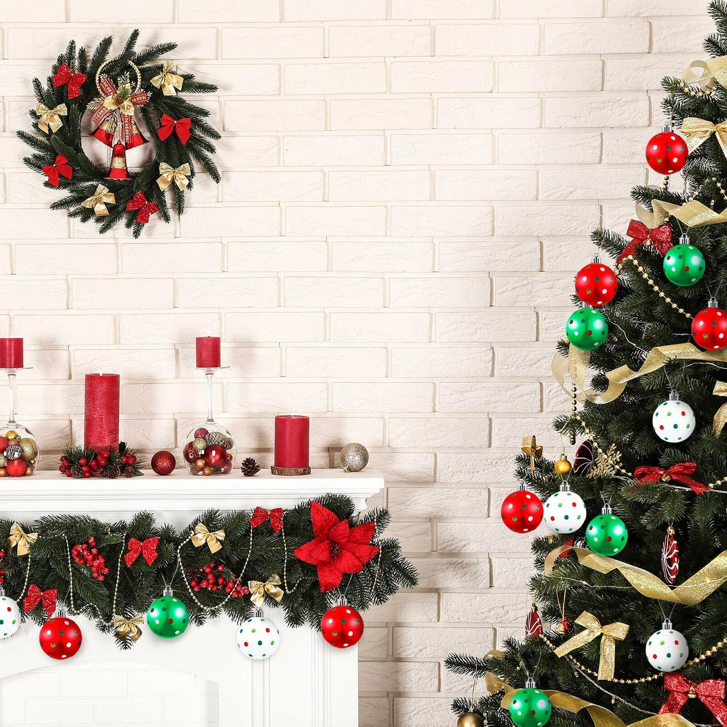 Sumind Christmas Balls Ornaments 6 Pcs 2.4in Swirl Candy Red Green Xmas